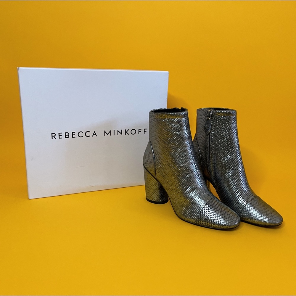 Rebecca Minkoff Metallic silver snakeskin booties